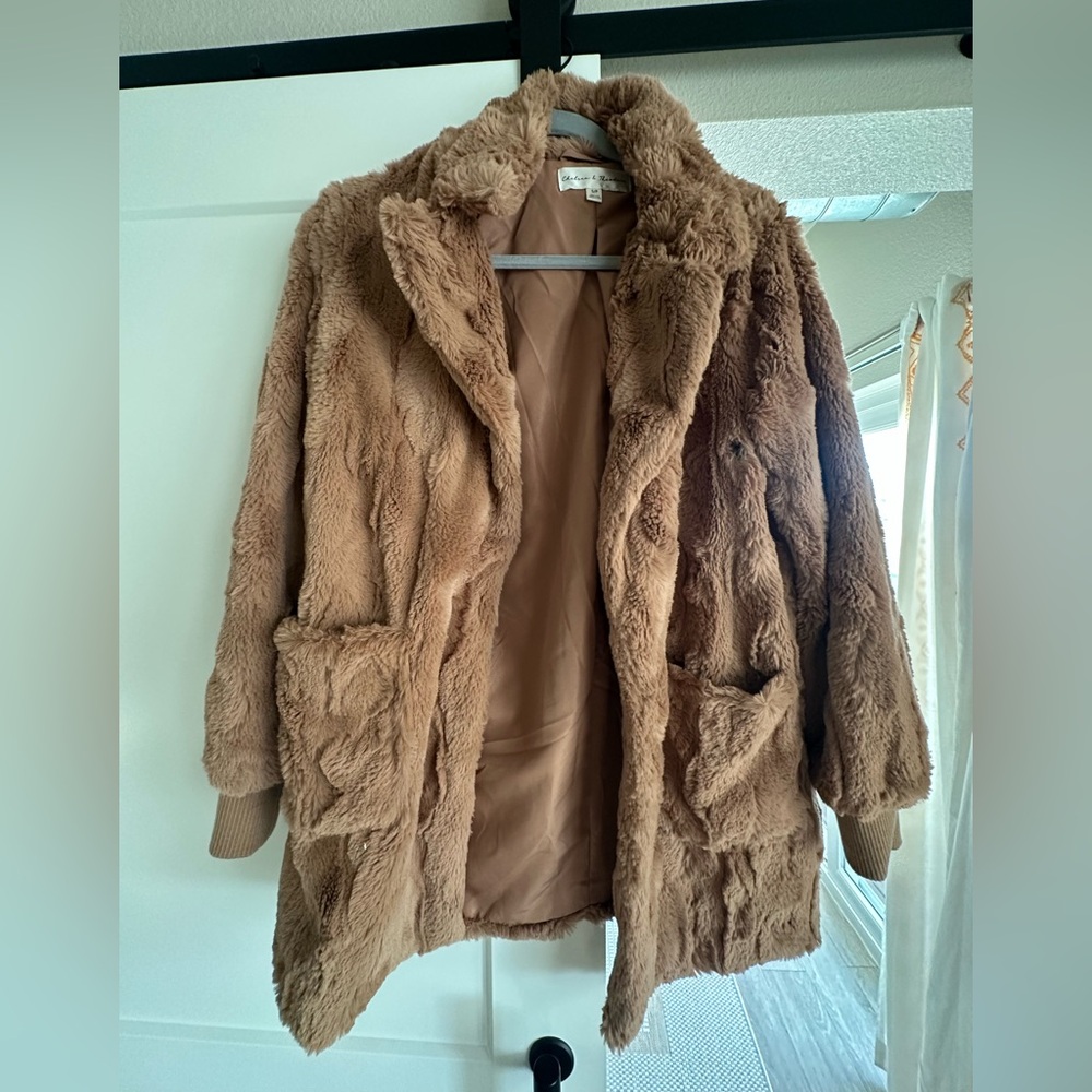 Chelsea & Theodore Brown Faux Fur Coat